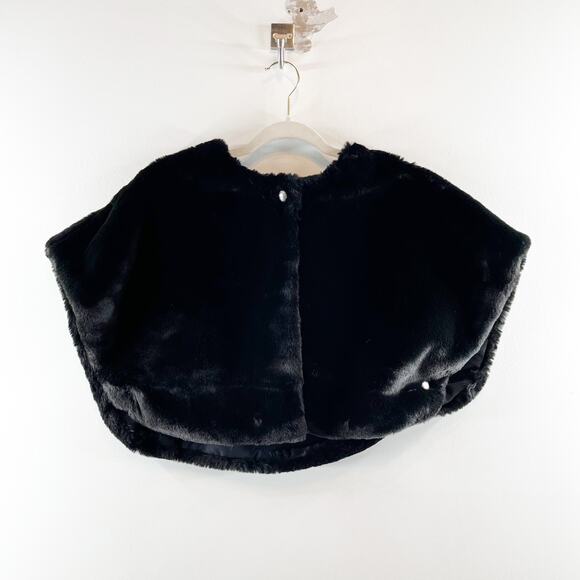 Talbots Faux Fur Cropped Shrug Vest Black Medium - Picture 4 of 15